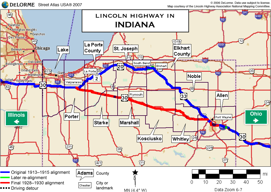 Old Lincoln Highway Map Map / Directions | Indiana Lincoln Highway Association